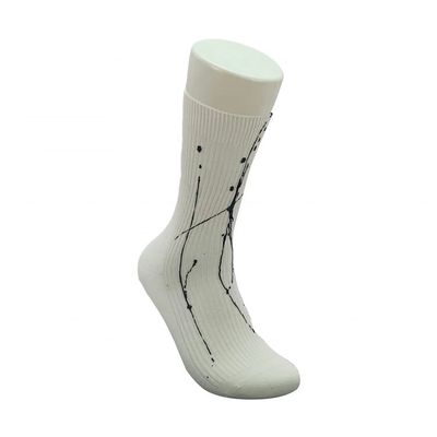 Regular Style Weiße Baumwollsocken für Männer mit individuellem Rutschfeder und Tinte-Kunstdruck