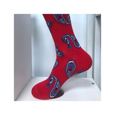 Frühlingszeit Rot lila Druck Kämmte Baumwolle Polyester Spandex Faser Socken für Männer