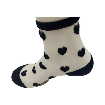 Sommer-Must-Have Handgebundene Transparente Seidensocken mit süßen Herz Spitze Knöchellänge