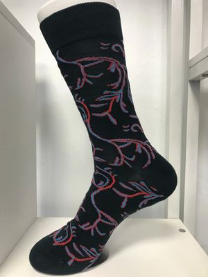 Modedesigner-Männersocken aus Baumwoll-Polyester mit individuellem Logo und Nadeldetektion