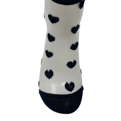 Als Bild angepasst Frauen Schwarz Weiß Sexy Spitze Schein Mesh Socken Mitte Kalb Länge für den Sommer
