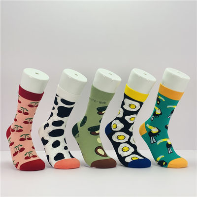 Kosten Komische Happy Fashion Socks mit Custom Cartoon Essen Obst Druck im normalen Stil