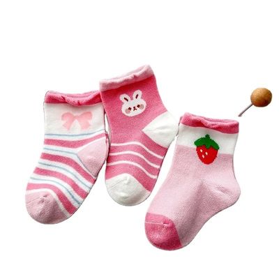 Standarddicke Atmungskindersocken mit rosa Erdbeerdruck Wintersaison