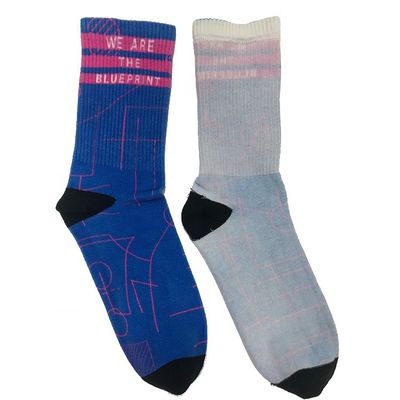 360-Grad-Druck-Effekt Custom Logo Baumwollsocken mit Manschetten-Design und 18% Polyester