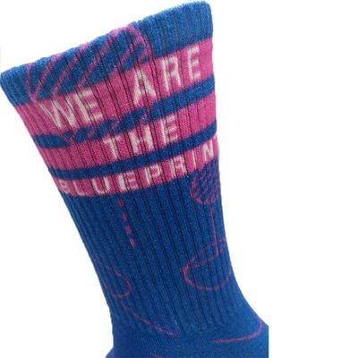360-Grad-Druck-Effekt Custom Logo Baumwollsocken mit Manschetten-Design und 18% Polyester