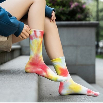 UNISEX 37-44 EU Größe Krawatte Farbstoff dünne Süßigkeiten Farbe Druck Custom Baumwollrohr Sportsocken