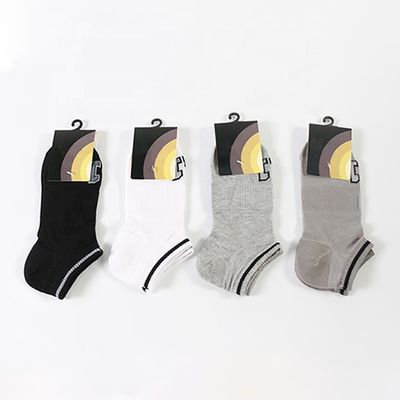 Herren-Custom-Logo Baumwolle Business Weiß Grau Niedriggeschnittener Kurzer Knöchel Casual Sportsocken