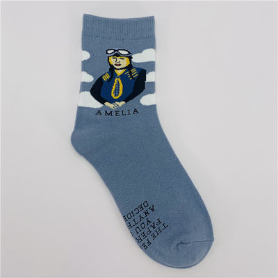 39-42 Modische Baumwollsocken Designer Frau Lange Thermalsocken Damen Druckmuster