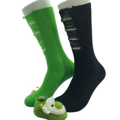 Geflechtete Doppelnadel-Baumwollsocken für Frauen in Retro-Beggar-Schwarz