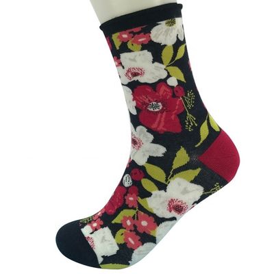 Regelmäßige 3D-Floral-Druck Bambussocken für Weihnachten