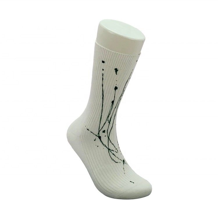 Regular Style Weiße Baumwollsocken für Männer mit individuellem Rutschfeder und Tinte-Kunstdruck