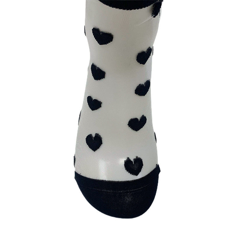 Als Bild angepasst Frauen Schwarz Weiß Sexy Spitze Schein Mesh Socken Mitte Kalb Länge für den Sommer