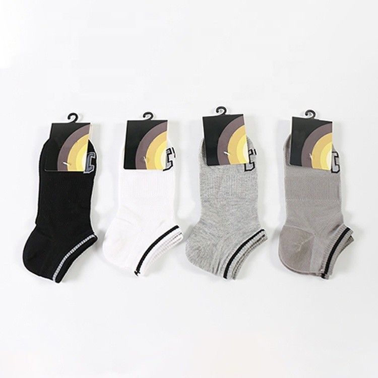 Herren-Custom-Logo Baumwolle Business Weiß Grau Niedriggeschnittener Kurzer Knöchel Casual Sportsocken