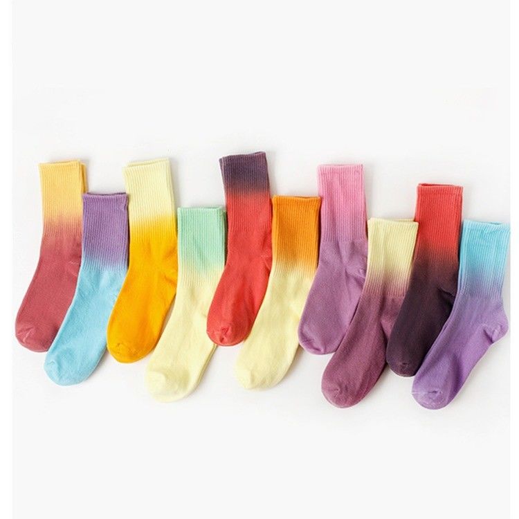 75% Baumwollgewebe Mid Calf Crew Tie Dye Socks für Unisex in 39-42 EU Größe