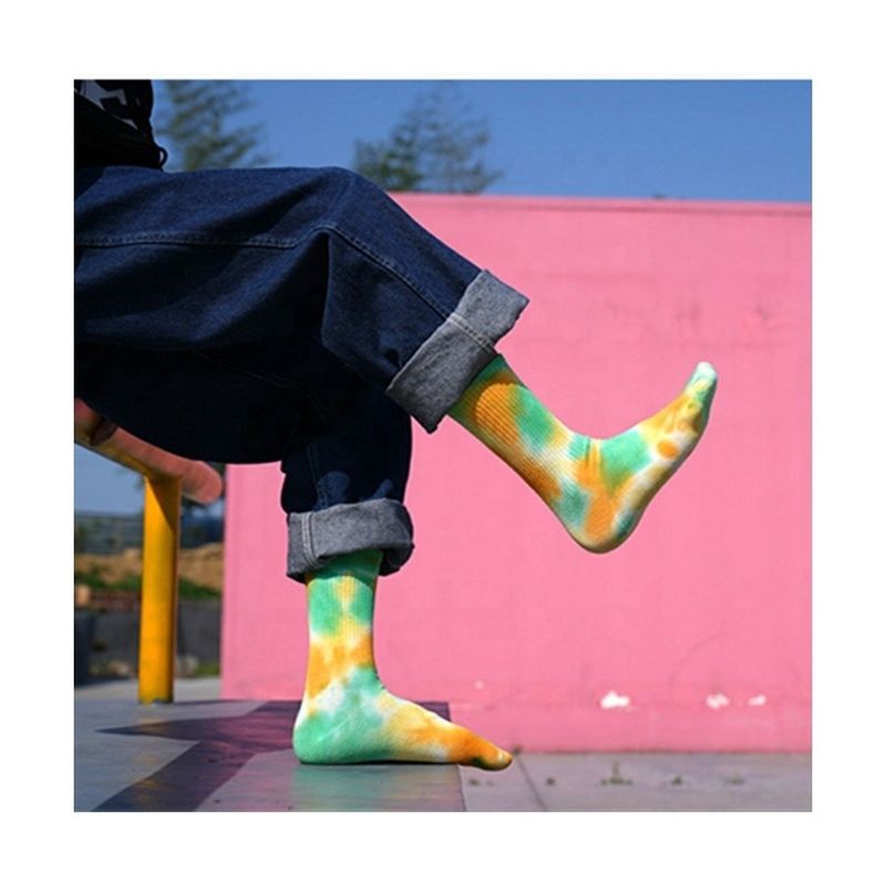 Sportliche High Ankle Tie Dye Logo Kompression Baumwollsocken für Hip Hop Street Skate 2024