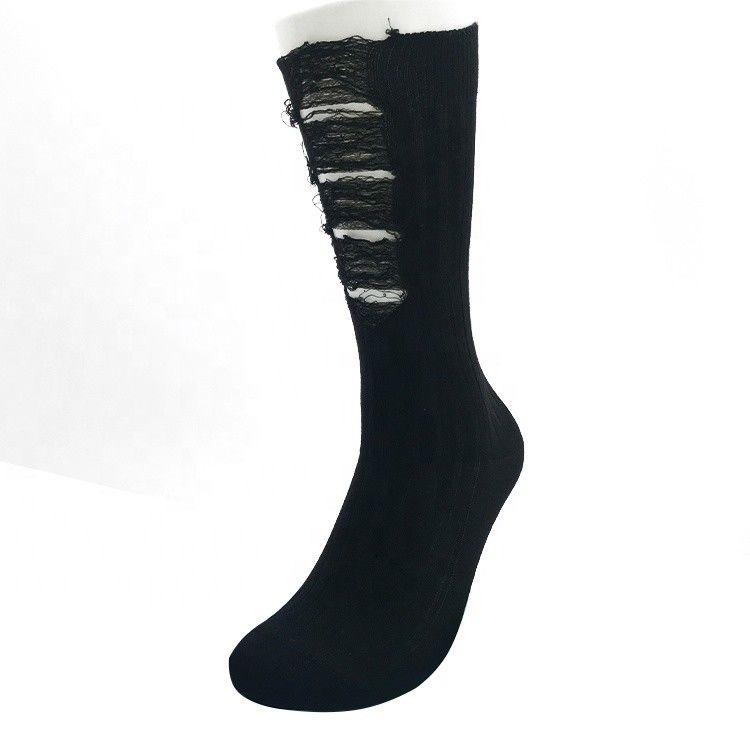 Geflechtete Doppelnadel-Baumwollsocken für Frauen in Retro-Beggar-Schwarz