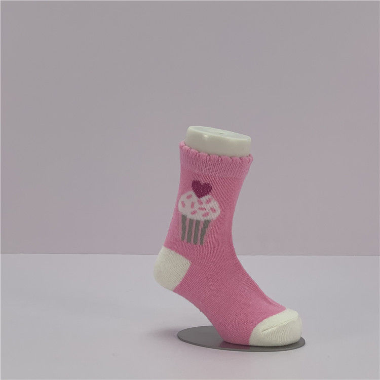 Zeichentrickfilmmuster Kleinkind Baby Mädchen Bio Baumwolle Rosa Socken Für Kinder 12-24 Monate